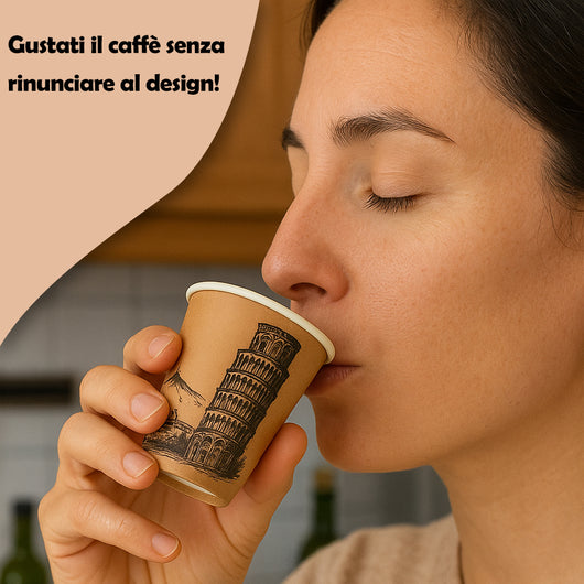 1000 Bicchierini da Caffè Monouso Decoro Italia Bicchieri 75ml Usa e Getta