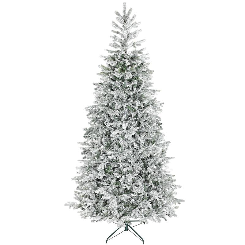 ALBERO DI NATALE INNEVATO ALTO 210 CM CON RAMI REALISTICI E BASE IN METALLO PIEGHEVOLE
