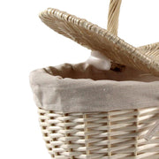 CESTINO DA PICNIC OVALE IN VIMINI CON FEDERA INTERNA IN TESSUTO E MANICO DIMENSIONE 36X25X16/32H CM