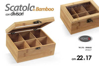 SCATOLA IN BAMBOO CON DIVISORI 22X17CM