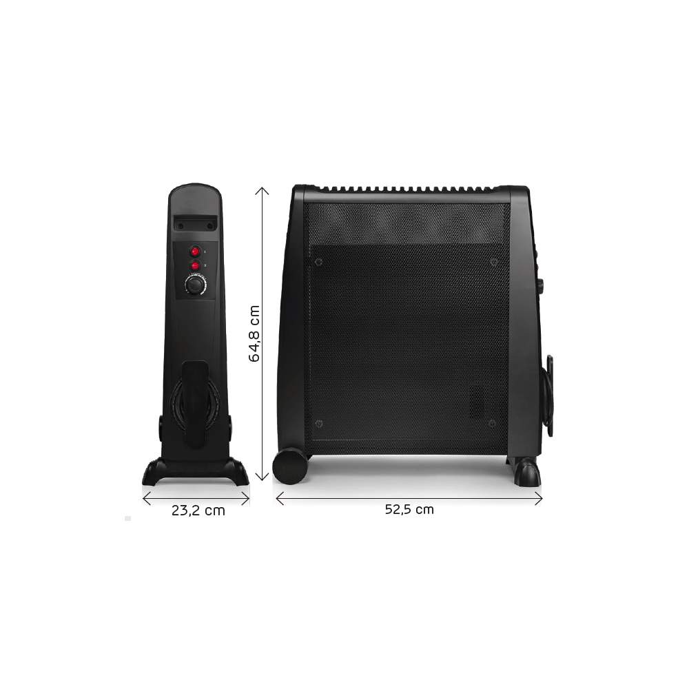 Radiatore Elettrico in Mica Nero 2000W ROMEO