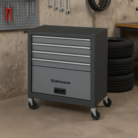 Carrello Portautensili con 4 Cassetti Grigio Carrellino per Utensili in Acciaio