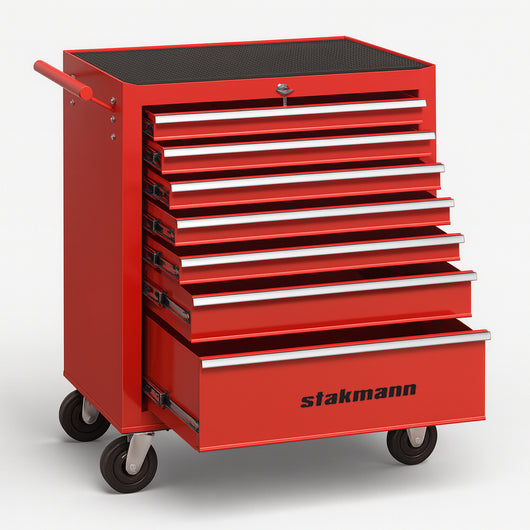 Carrello Portautensili con 7 Cassetti Rosso Carrellino per Utensili in Acciaio