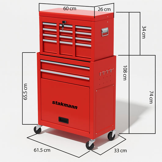 Cassetta Carrello Portautensili Mobiletto Staccabile 2in1 per Garage e Officina