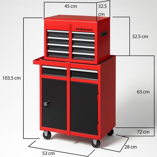Cassetta Carrello Portautensili Mobiletto 5 Cassetti 2in1 per Garage e Officina