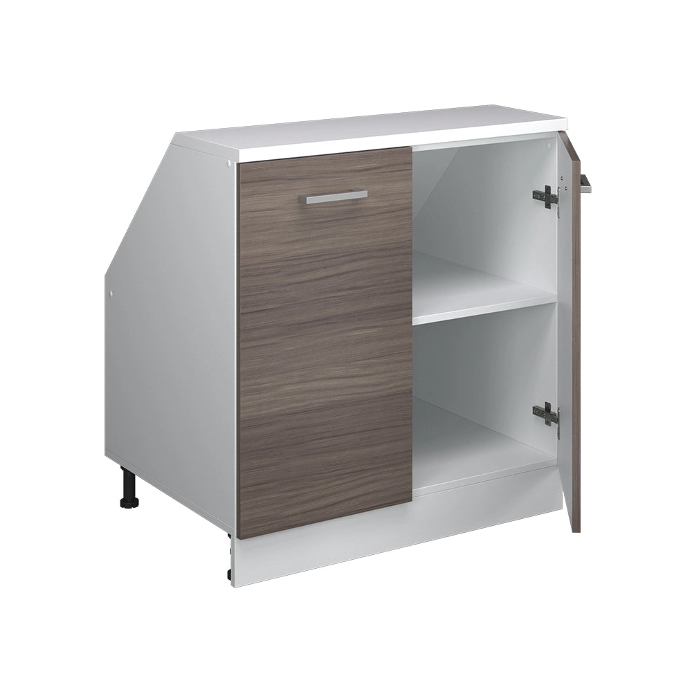 Mobile cucina sottotetto R-Line Grigio nobile/Bianco 80 cm con 2 porte, carcassa 60 cm profondità Vicco