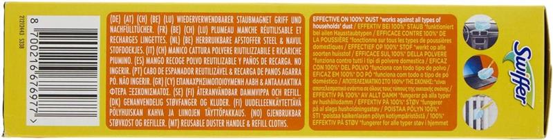 SWIFFER DUSTER KIT CATTURAPOLVERE REFILL CON MANICO E 3 PIUMINI EFFICACE SUL 100% DELLA POLVERE