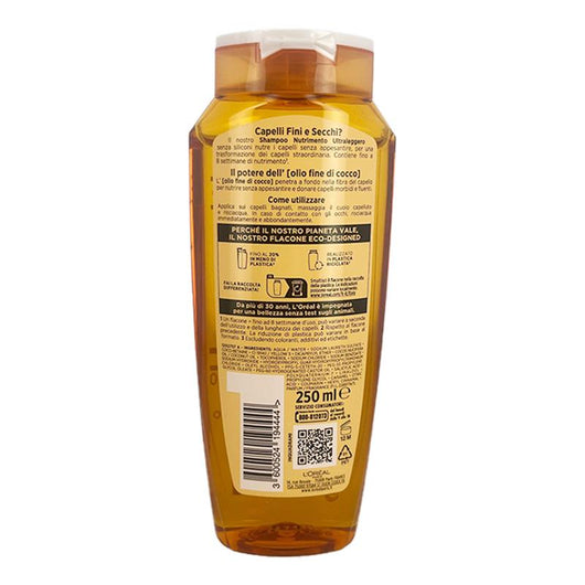 L'OREAL PARIS ELVIVE SHAMPOO NUTRIMENTO ULTRA LEGGERO CON OLIO EXTRA-FINE DI COCCO PER CAPELLI FINI E SECCHI 250 ML