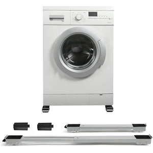 Kit 2 Barre per Base Lavatrice con Ruote, Freno, Regolabili 45 a 70 cm Acciaio Smaltato