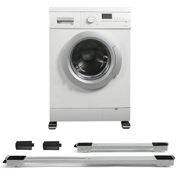 Kit 2 Barre per Base Lavatrice con Ruote, Freno, Regolabili 45 a 70 cm Acciaio Smaltato