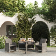 Set da Pranzo da Giardino 5 pz con Cuscini in Polyrattan Grigio 3095509