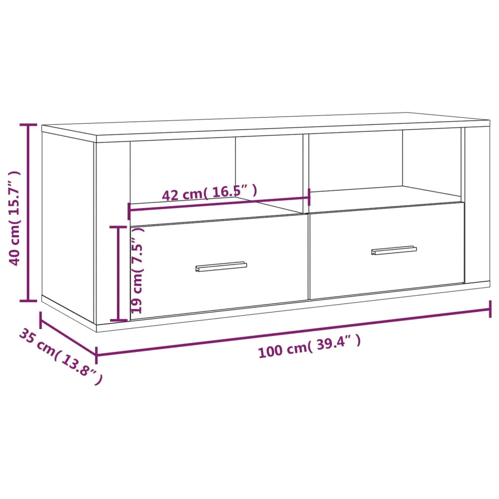 Mobile TV Grigio Sonoma 100x35x40 cm in Legno Multistrato 816814