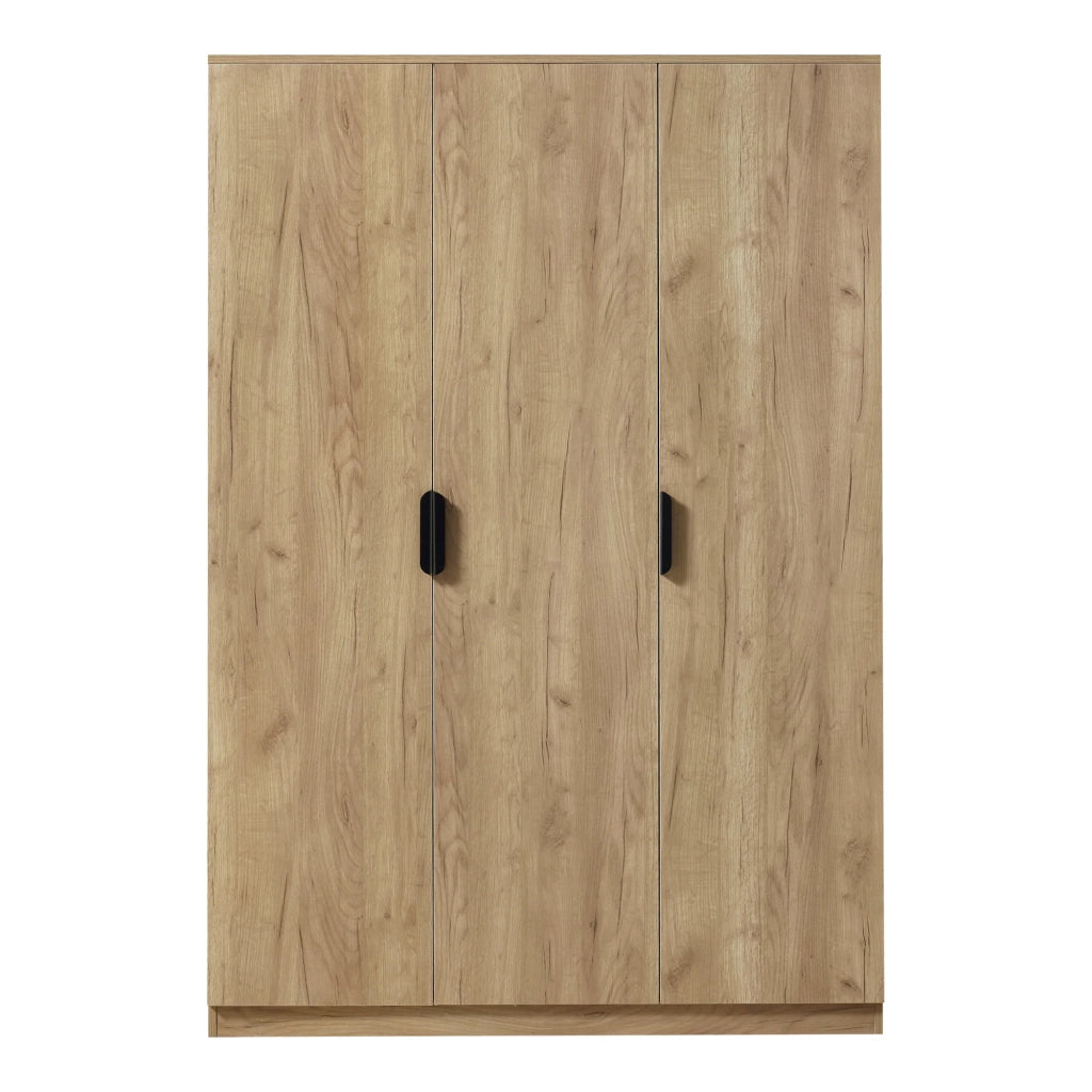 Armadio moderno per camera da letto mobile contenitore senza tempo 1 asta appendiabiti 4 ripiani MDF 176 x 120 x 52 cm effetto rovere 03_0006371
