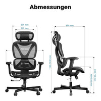Sedia da ufficio ergonomica con regolazione di poggiatesta, braccioli e schienale, max 150 kg