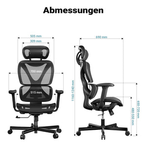 Sedia da ufficio ergonomica con regolazione di poggiatesta, braccioli e schienale, max 150 kg