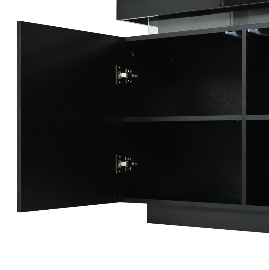 Madia LED 140x35x72,5 cm con 2 ante e 3 cassetti, nero HAVRYA