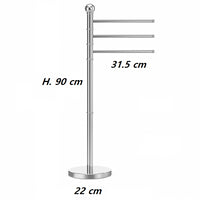 Piantana da Bagno Porta Asciugamani, Acciaio Smaltato Base Tonda 3 Braccia Cromo