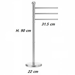Piantana da Bagno Porta Asciugamani, Acciaio Smaltato Base Tonda 3 Braccia Cromo