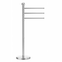 Piantana da Bagno Porta Asciugamani, Acciaio Smaltato Base Tonda 3 Braccia Cromo