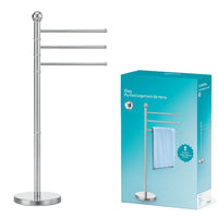 Piantana da Bagno Porta Asciugamani, Acciaio Smaltato Base Tonda 3 Braccia Cromo