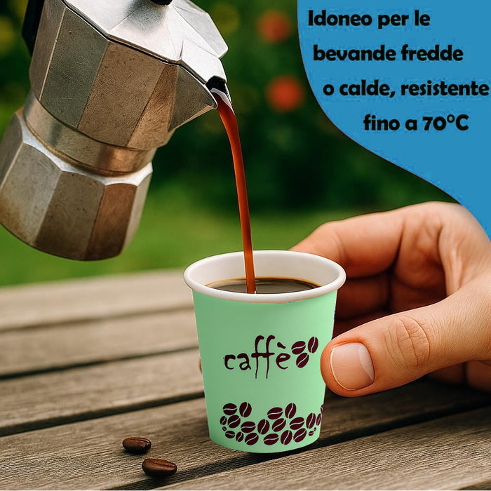 1000 Bicchierini da Caffè Monouso Decoro Rainbow Bicchieri 75ml Usa e Getta