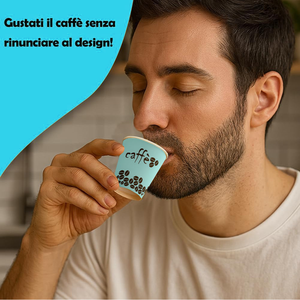 1000 Bicchierini da Caffè Monouso Decoro Rainbow Bicchieri 75ml Usa e Getta