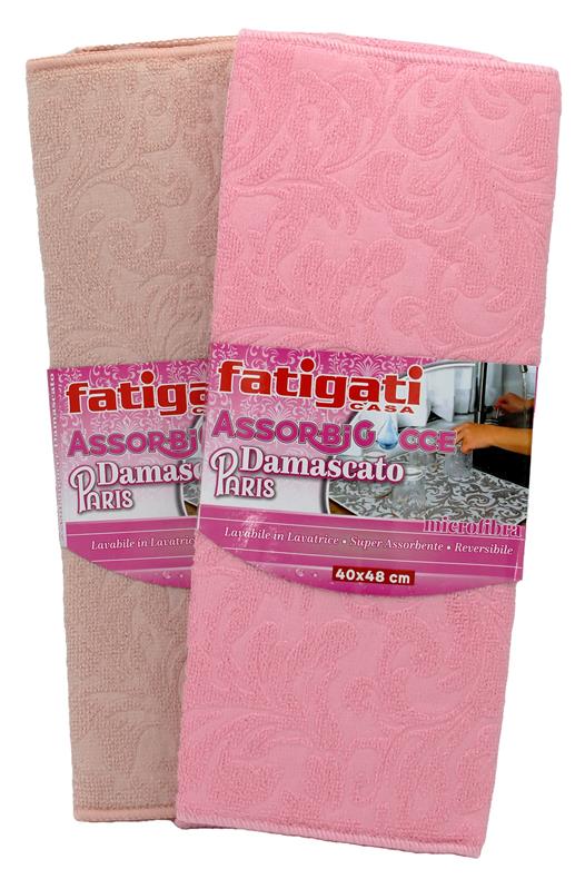 ASSORBIGOCCE DAMASCATO PARIS SUPERASSORBENTE, REVERSIBILE 1PZ 40X48 CM ASSORTITO