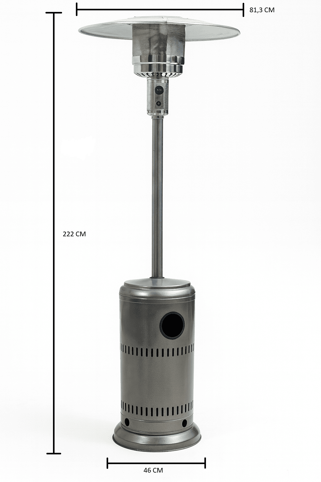 STUFA AEREA PATIO DA ESTERNO A GAS GPL MUSHROOM 13KW BAR TERRAZZI COLORE: NERO