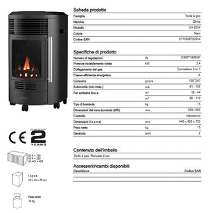 STUFA A GAS QLIMA GH8034 PER INTERNI