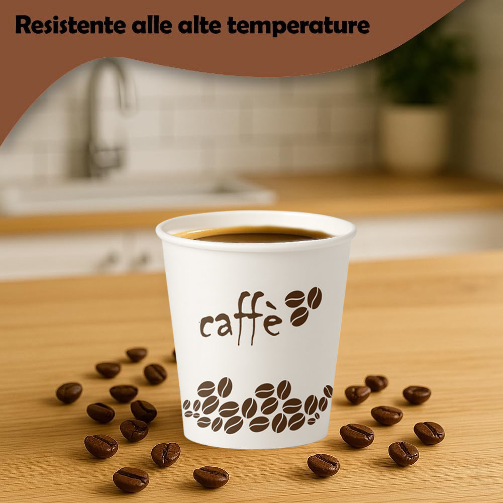 2000 Bicchierini da Caffè Monouso Decoro Coffee Time Bicchieri 75ml Usa e Getta
