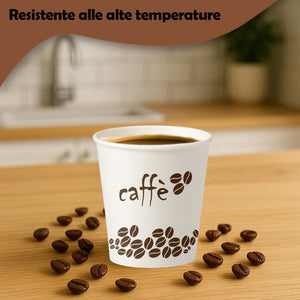2000 Bicchierini da Caffè Monouso Decoro Coffee Time Bicchieri 75ml Usa e Getta
