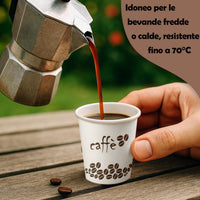 2000 Bicchierini da Caffè Monouso Decoro Coffee Time Bicchieri 75ml Usa e Getta