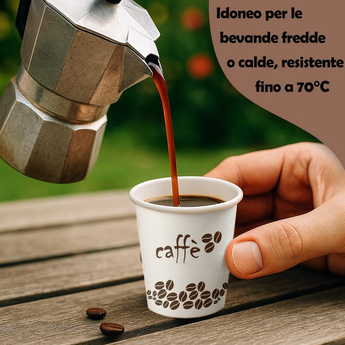 2000 Bicchierini da Caffè Monouso Decoro Coffee Time Bicchieri 75ml Usa e Getta