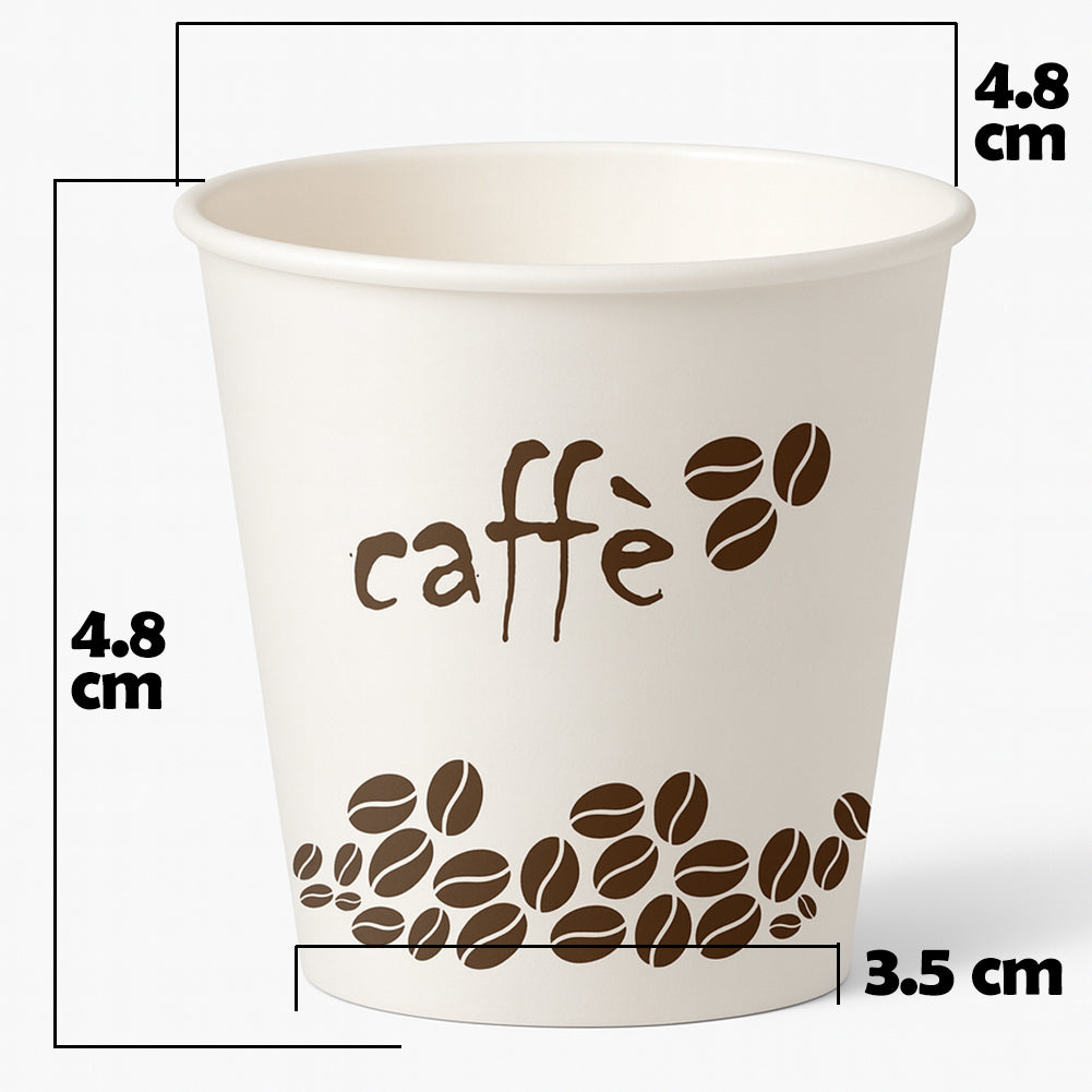 2000 Bicchierini da Caffè Monouso Decoro Coffee Time Bicchieri 75ml Usa e Getta