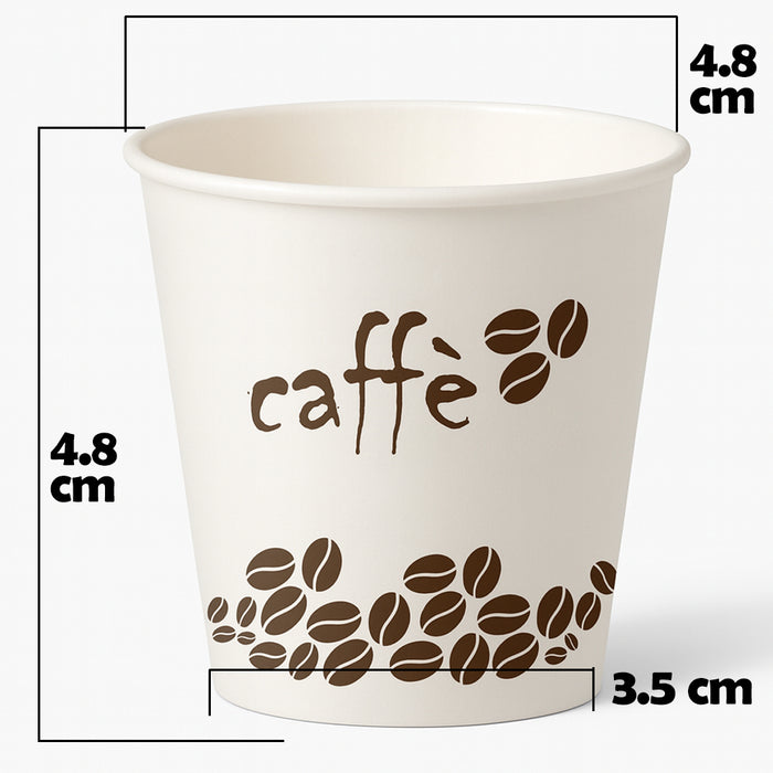 2000 Bicchierini da Caffè Monouso Decoro Coffee Time Bicchieri 75ml Usa e Getta