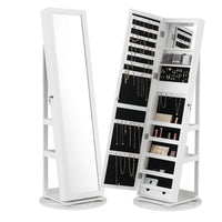 Specchiera Portagioie Bianca 37x159.5 cm Armadietto Portagioielli con Anta Apribile