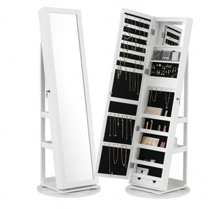 Specchiera Portagioie Bianca 37x159.5 cm Armadietto Portagioielli con Anta Apribile