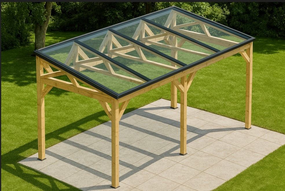 Tettoia Carport THT con impianto Fotovoltaico Wattoit 2kW Monofalda 191x463