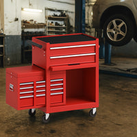 Carrello Portautensili 2in1 8 Cassetti Mobiletto Staccabile per Garage e Officina Rosso