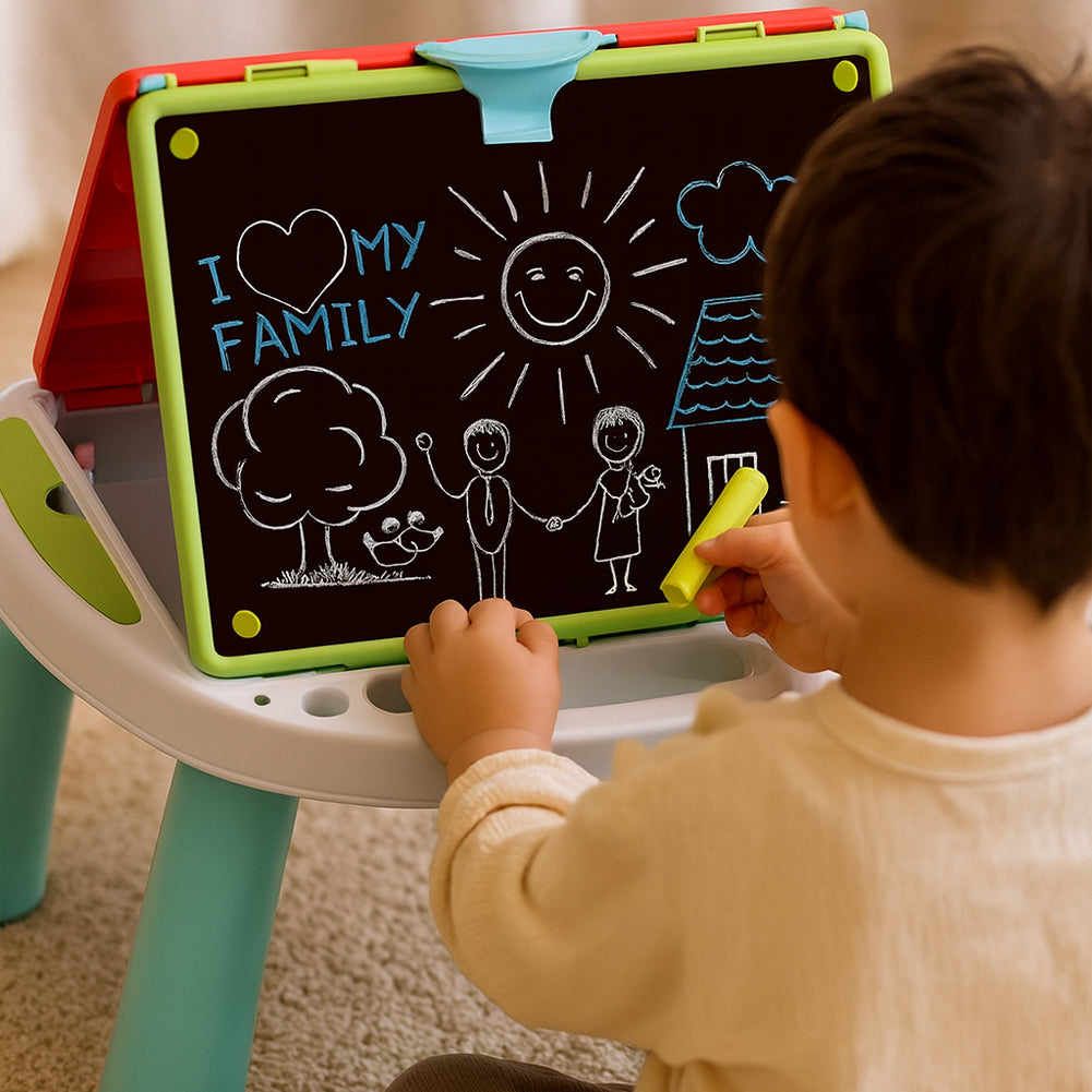 Lavagna per Bambini 4in1 Pieghevole Doppio Lato con Accessori Idea Regalo
