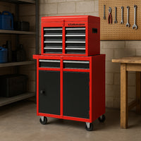 Carrello Portautensili 2in1 5 Cassetti Mobiletto Staccabile per Garage e Officina Rosso