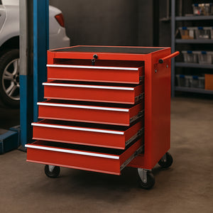 Carrello Portautensili 5 Cassetti Mobiletto con 4 Ruote Maniglia per Garage Officina Rosso