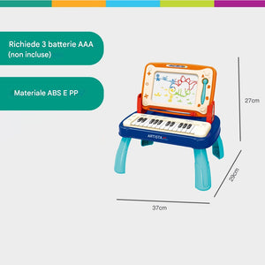 Lavagnetta Musicale Bambini 2 in 1 con Tastiera Elettronica 25 Tasti Piano