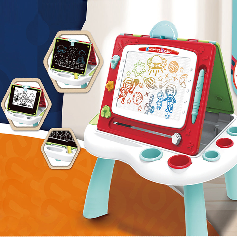 Lavagna per Bambini 4in1 Pieghevole Doppio Lato con Accessori Idea Regalo