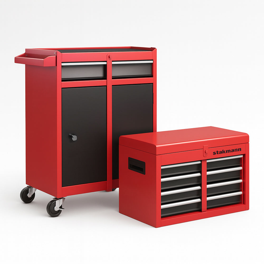 Carrello Portautensili 2in1 5 Cassetti Mobiletto Staccabile per Garage e Officina Rosso