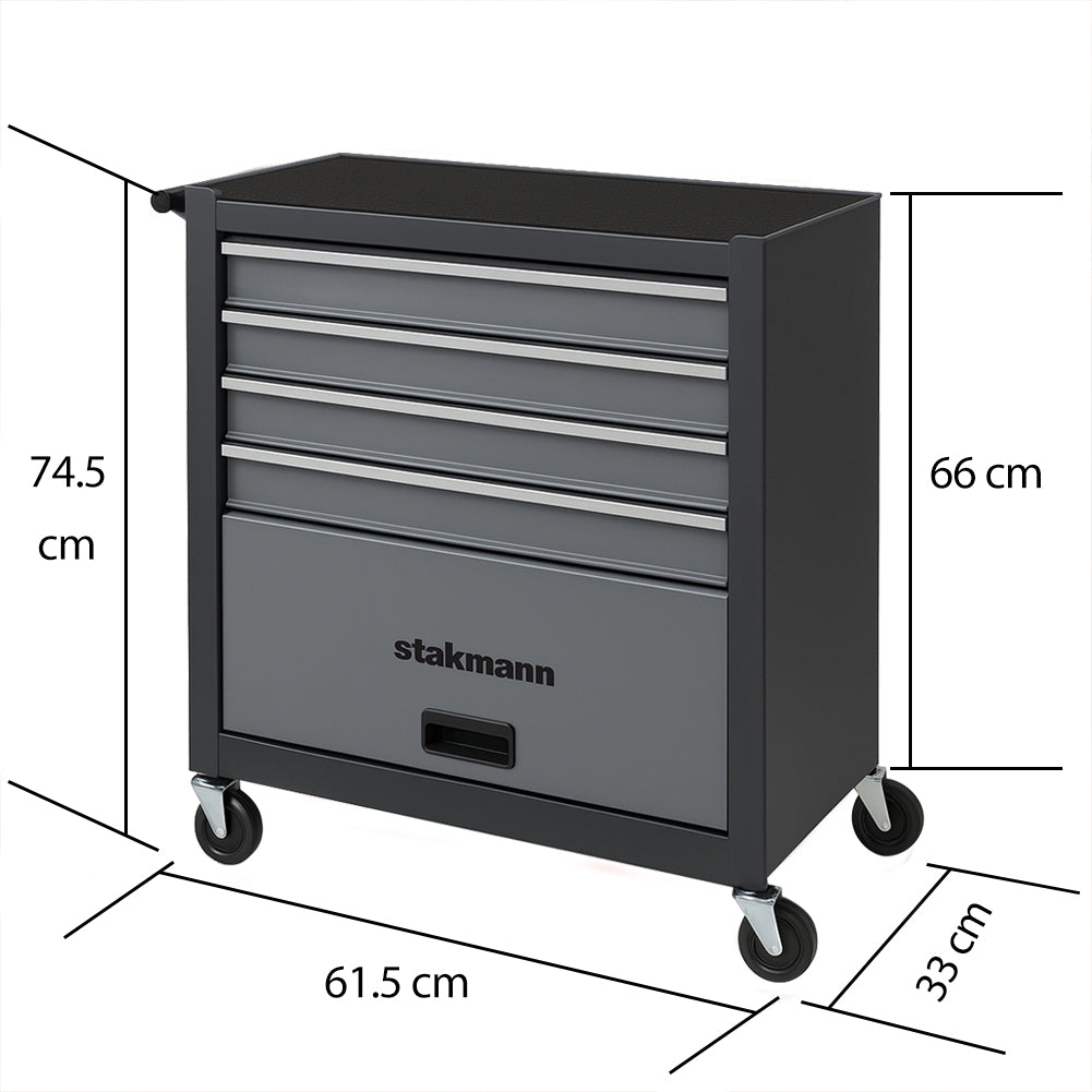 Carrello Portautensili in Acciaio con 4 Cassetti e Vano Porta Attrezzi per Officina Grigio