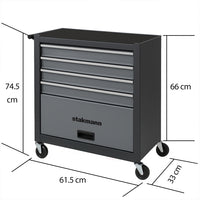 Carrello Portautensili in Acciaio con 4 Cassetti e Vano Porta Attrezzi per Officina Grigio