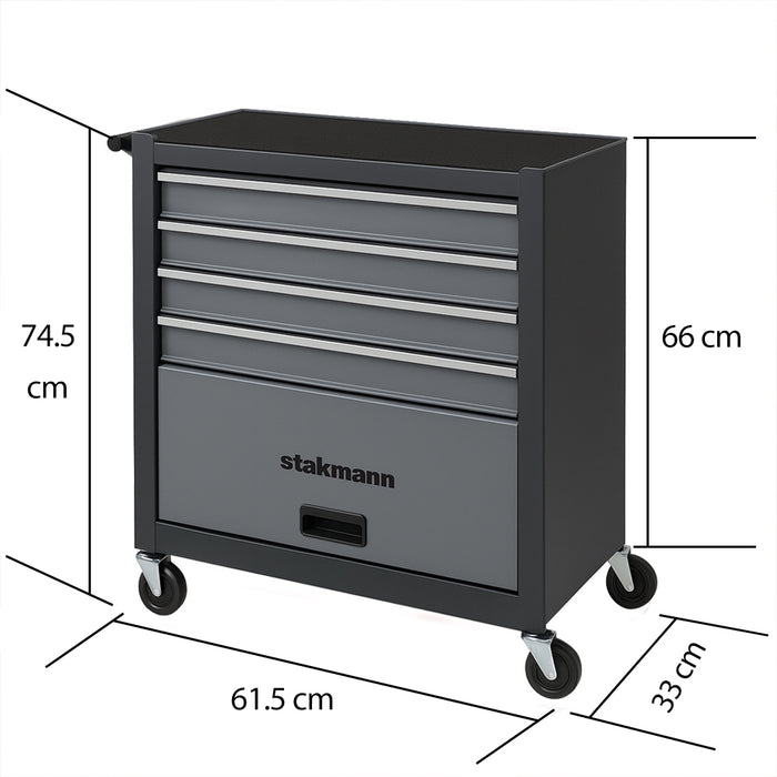 Carrello Portautensili in Acciaio con 4 Cassetti e Vano Porta Attrezzi per Officina Grigio