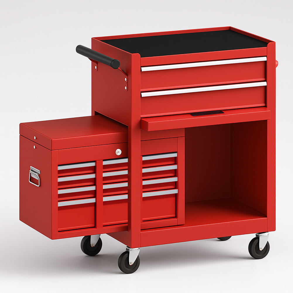 Carrello Portautensili 2in1 8 Cassetti Mobiletto Staccabile per Garage e Officina Rosso
