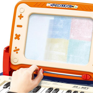 Lavagnetta Musicale Bambini 2 in 1 con Tastiera Elettronica 25 Tasti Piano